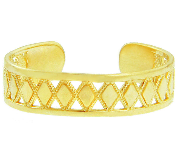 Yellow Gold Bead Diamond Shapes Geometric Puzzle Toe Ring Adjustable 10K 14K