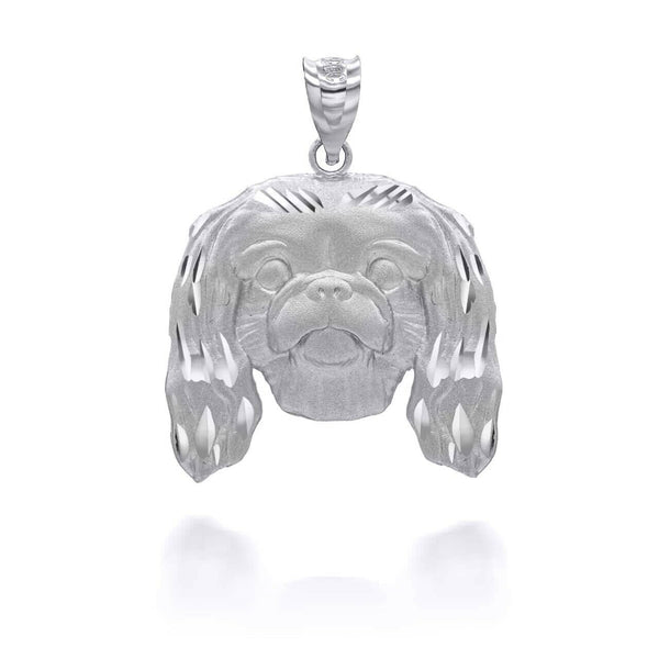 10K Solid Gold Dog Pekingese Pendant Necklace  - Yellow, Rose, White