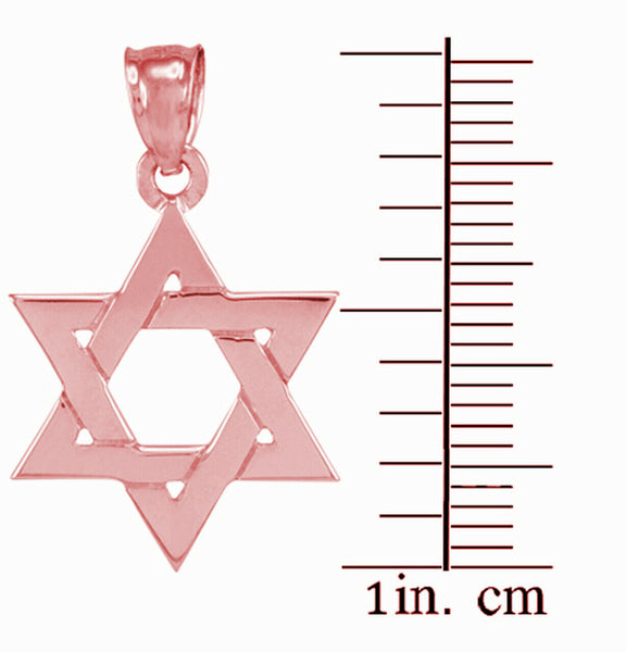 14K Solid Rose Gold Jewish Star of David Pendant Charm Small, Medium, Large