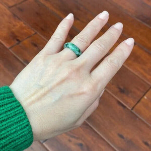 Green Natual Jade Band Ring Size 5.5 - Unisex Width 6mm