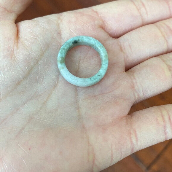 Flat Natual Jade Band Ring Size 4.5 - Unisex Width 5mm
