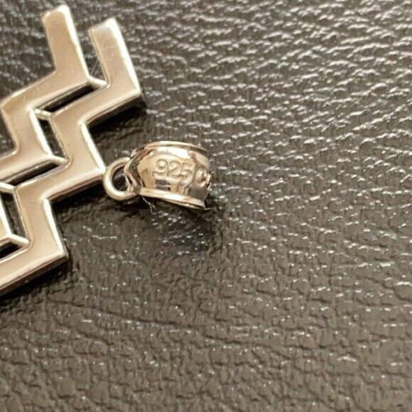 925 Sterling Silver Aquarius February Zodiac Sign Pendant Necklace