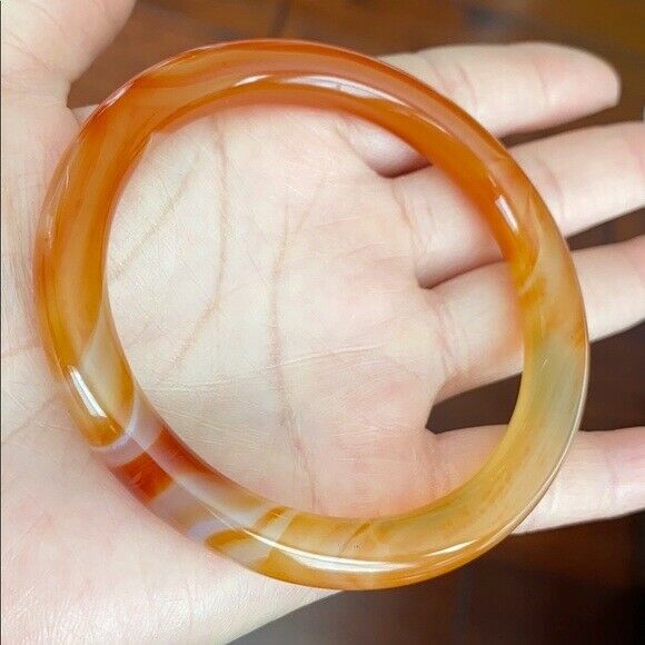 NEW Orange Red White Agate Bangle Inner Diameter 59 mm - Round Shape