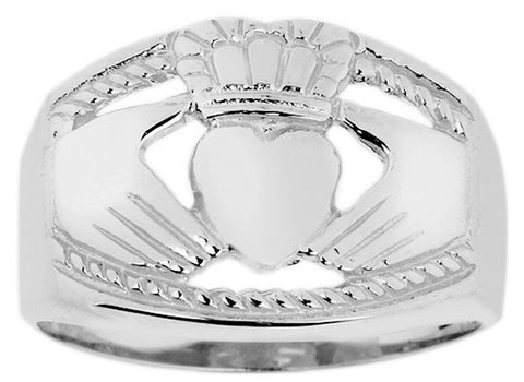 Sterling Silver Claddagh Men's Ring  - Any / all Size