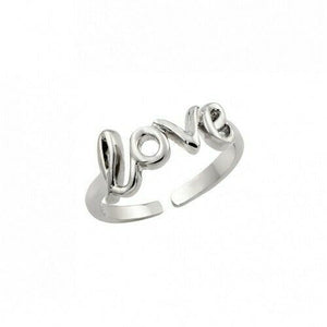 .925 Sterling Silver Rhodium Plated Love Adjustable Toe Ring /Finger Thumb Ring