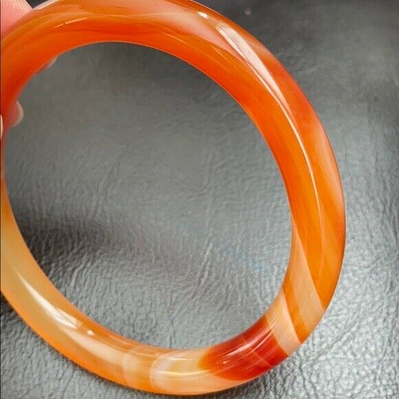 NEW Orange Red White Agate Bangle Inner Diameter 59 mm - Round Shape
