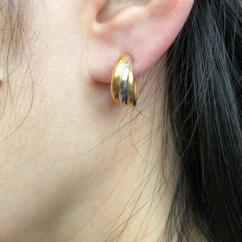 14K Solid Gold Tri-color Stud Earrings