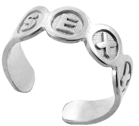 925 Sterling Silver Bold / cut out Sexy Toe Ring - Adjustable - Knuckle, Thumb