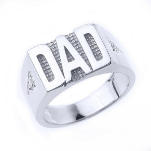925 Sterling Silver Men's CZ "DAD" Ring All / Any Size -  Father's Day