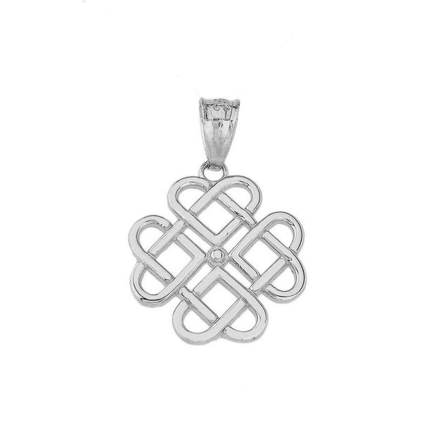 10k or 14k Solid Gold Woven Celtic Hearts Openwork  Pendant Necklace