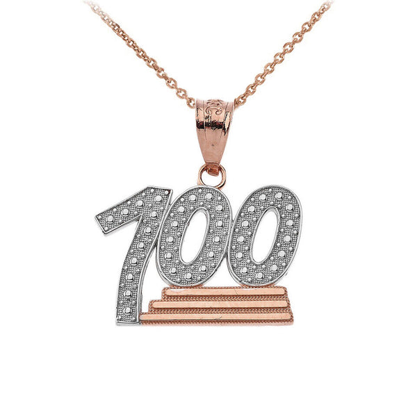 14K Solid Gold Textured 100 Points Emoji Pendant Necklace Pendant Necklace