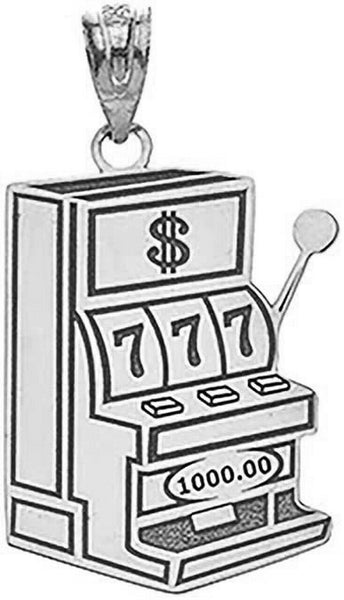 Personalized Engrave Name Silver Casino Slot Machine Pendant Necklace