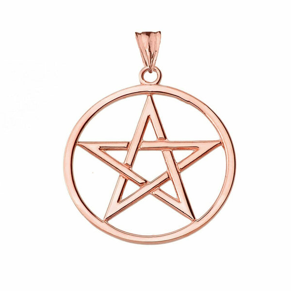 Solid 14k Rose Gold Pentagram Friendship Pendant Necklace 16" 18" 20" 22"