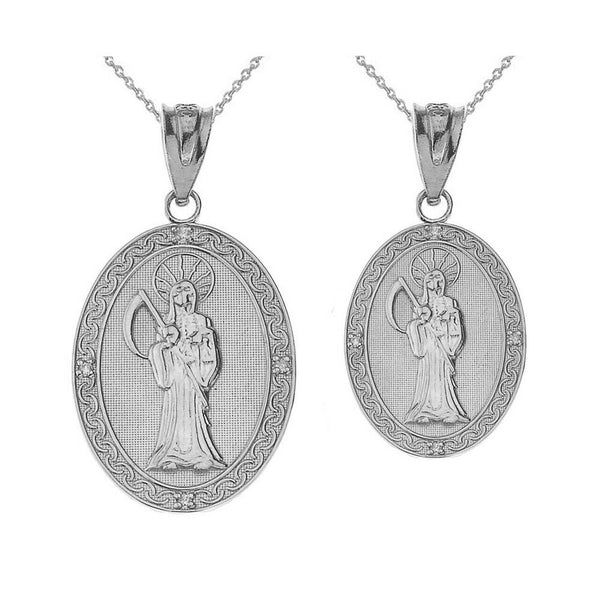 14K Solid Gold Scale Of Justice With Diamonds Pendant Necklace