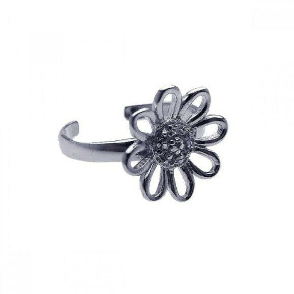Fine 925 Sterling Silver Clear CZ Daisy Flower Toe Ring  or Finger Ring