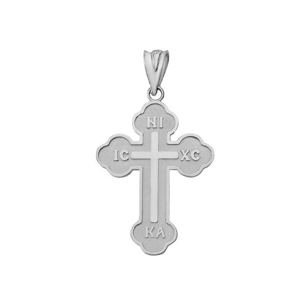 Sterling Silver Saint Nicholas Greek Orthodox IC XC NIKA Cross Pendant Necklace