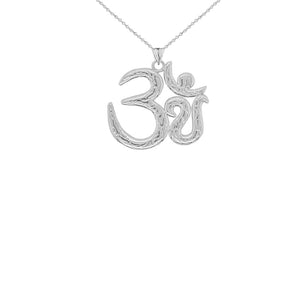 Sterling Silver OM (OHM Symbol Yoga Small Pendant Necklace Made in US Meditation