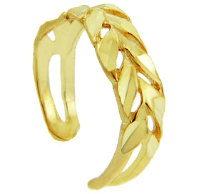 10K or 14K Solid Gold Diamond Cut Toe Ring Adjustable - Yellow, or White Gold