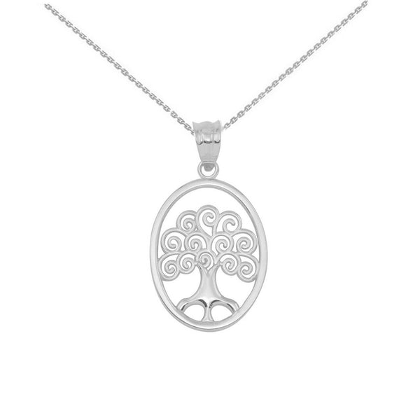 925 Sterling Silver Tree of Life Filigree Swirl Celtic Pendant Necklace