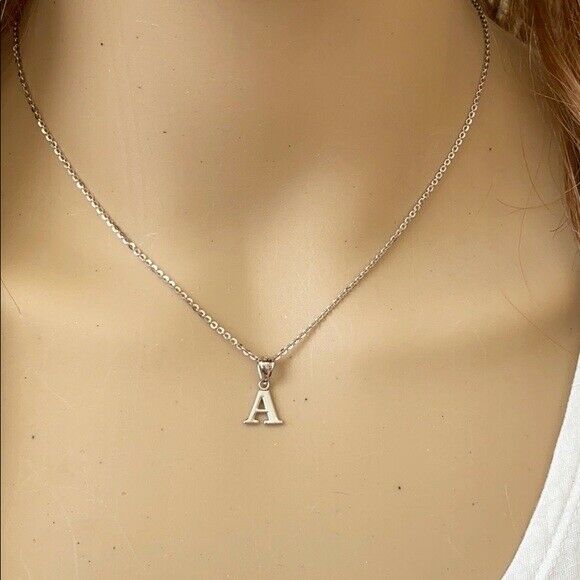 925 Sterling Silver Mini Small Initial Letter A Pendant Necklace 16" 18" 20" 22"
