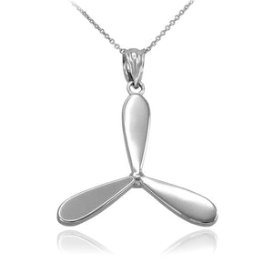 Polished Fine .925 Sterling Silver Airplane Propeller Pendant Necklace 16"-22"