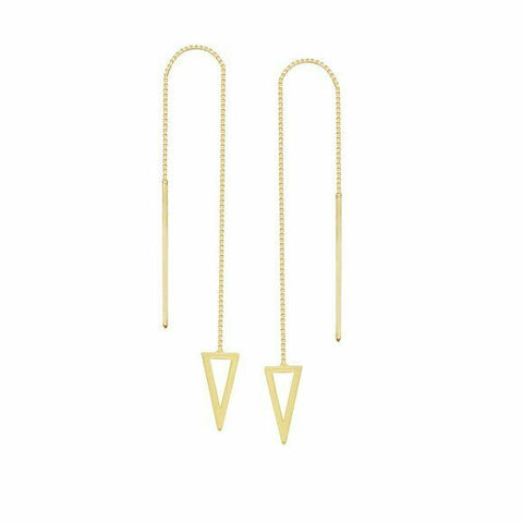 14K Solid Yellow Gold Dangle Star Fish Hook Earrings -