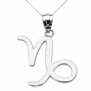 925 Sterling Silver Capricorn January Zodiac Sign Pendant Necklace