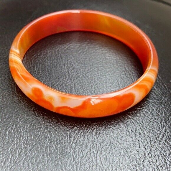 Red Orange Agate Bangle Bracelet Size 56 mm diameter - D shape MN58
