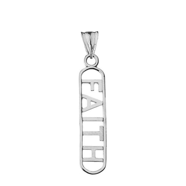 10k 14k Solid Gold Faith Cutout Charm Pendant Necklace 16" 18" 20" 22"