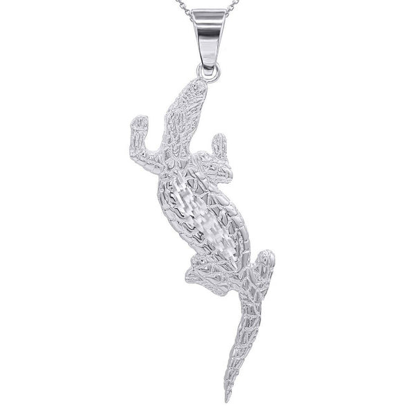 925 Sterling Silver Alligator Pendant Necklace