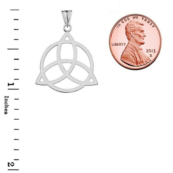 14k Solid Gold Trinity Knot Circle of Life Silhouette Pendant Necklace