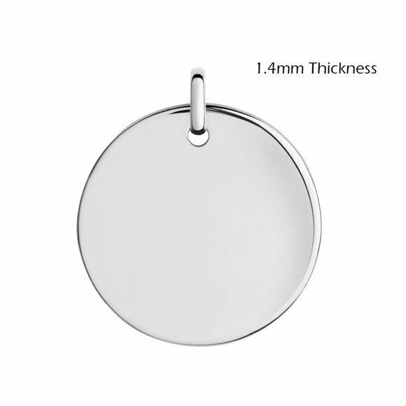 925 Sterling Real Fine Silver Plain Engravable Disc Disk Pendant 23 mm