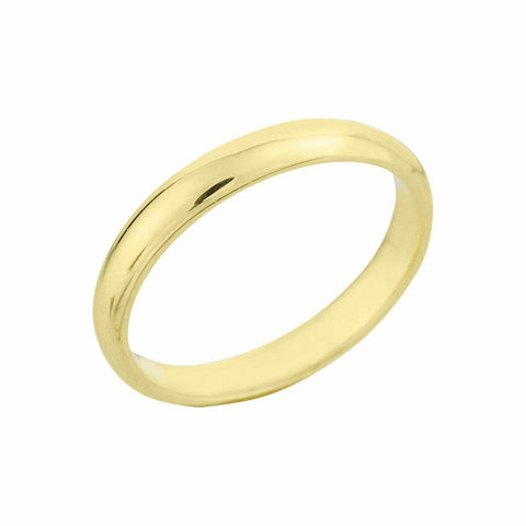 10k Fine Yellow Gold High Polished Classic Wedding Plain Band Ring 3mm Simple