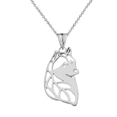 Sterling aSilver Alaskan Husky Cutout Silhouete Pendant Necklace