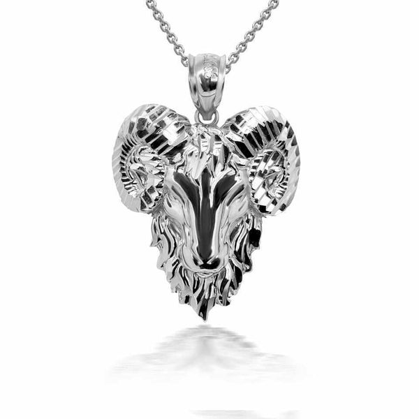14K Solid Gold Ram Aries Zodiac Symbol of Rulership Pendant Necklace