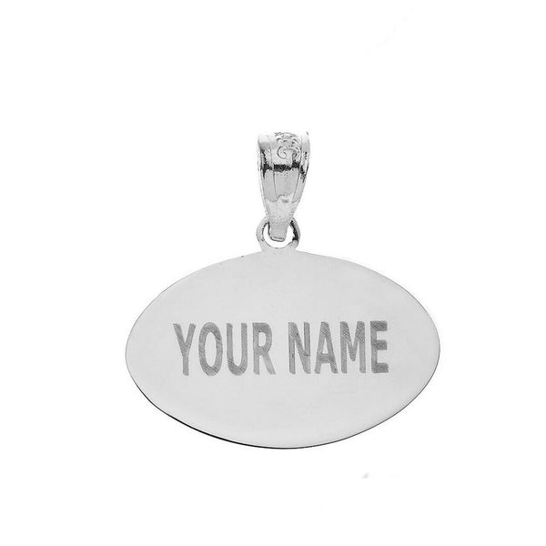 Personalized Engrave Name Number Sterling Silver Football Pendant Necklace