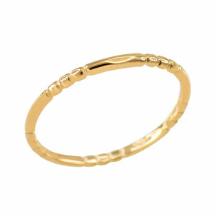 14k Solid Yellow Gold 1.3 mm Stackable Beaded Knuckle Band Ring