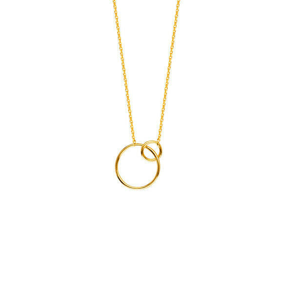 14K Solid Gold Interlockig Rings Dainty Necklace - Minimalist Adjust 16"-18"