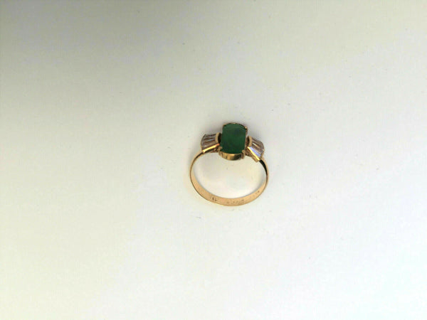 NWOT 14K Yellow Gold Green Jade Women Ring Size 6