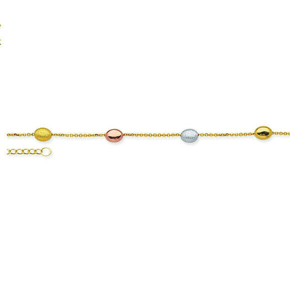 14K Solid Gold Coffee Bean Anklet -Yellow 9"-10" inches Adjustable -Minimalist