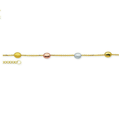 14K Solid Gold Coffee Bean Anklet -Yellow 9"-10" inches Adjustable -Minimalist