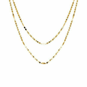 14K Solid Gold Layer Marquise Element Chain Necklace Adjust to 22"