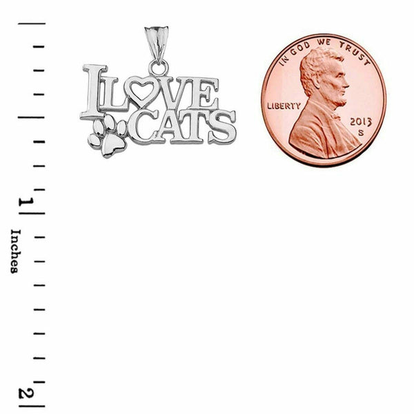 925 Sterling Silver "I Love Cats" Pendant Necklace