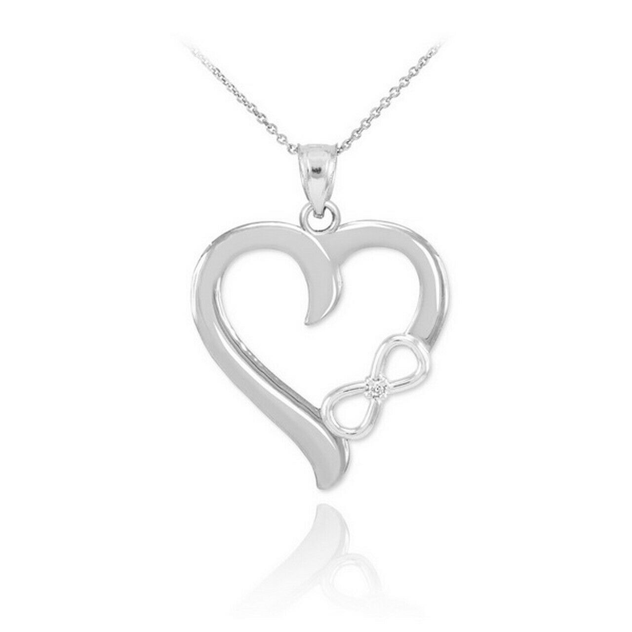 925 Sterling Silver Infinity Open Heart Clear Round CZ Pendant Necklace
