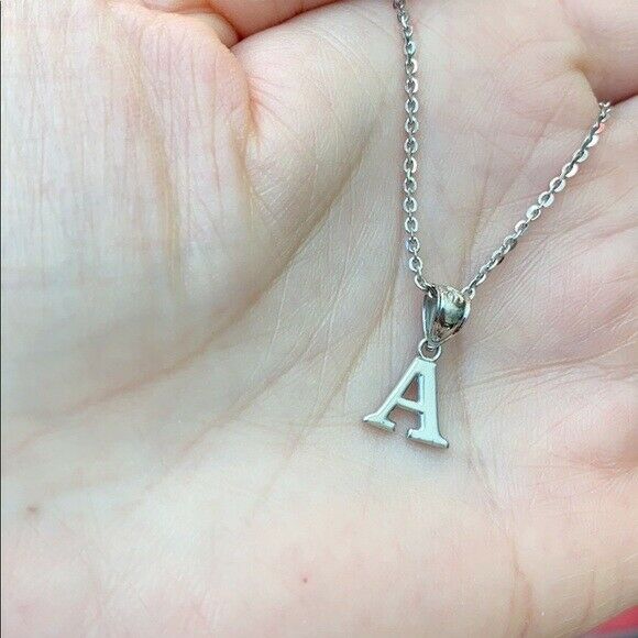 925 Sterling Silver Mini Small Initial Letter A Pendant Necklace 16" 18" 20" 22"