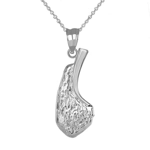 Sterling Silver Pork Lamb Chop Grill Meat Chef Cooking Restaura Pendant Necklace