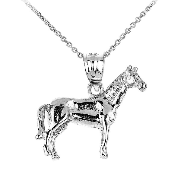 925 Sterling Silver Horse Charm Pendant Necklace