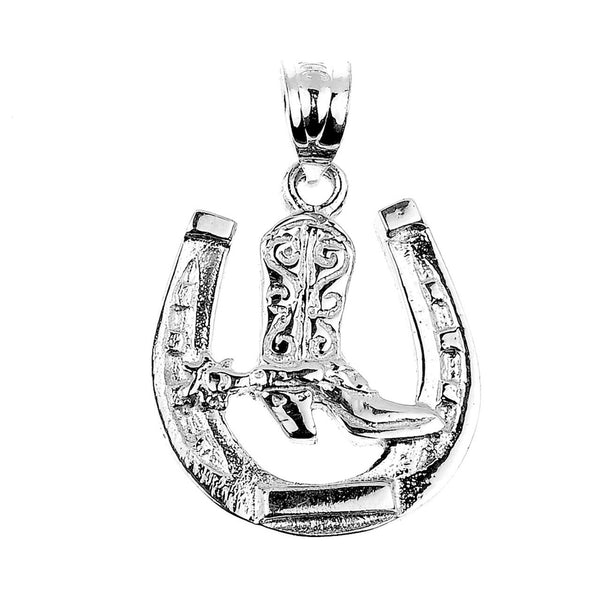 14K Solid Gold Lucky Good Luck Horseshoe Horse Shoe Pendant Necklace