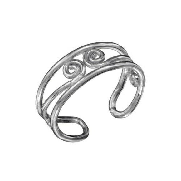 NWT .925 Sterling Silver S Curl Adjustable Toe Ring /finger ring adjustable