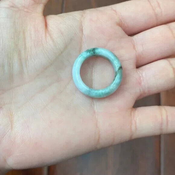 Green Natual Jade Band Ring Big Size 6.5 - Unisex Width 6mm